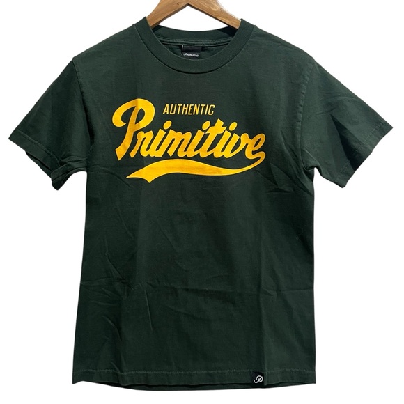 Primitive Authentic Graphic Tee Green Yellow Logo Shirt Size Small - Picture 1 of 6